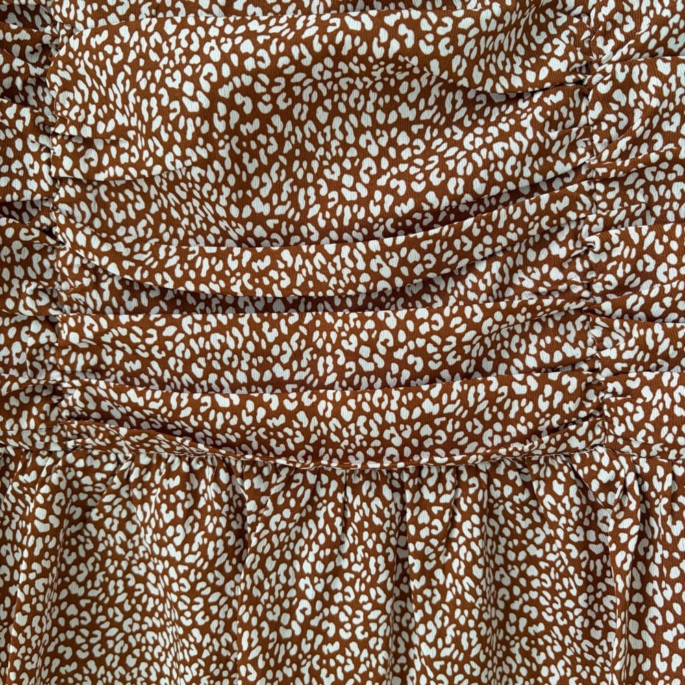 Mable Sz S Ruched Ruffled Bronze Mini Skirt Lined Side Zipper Casual College - Picture 8 of 8